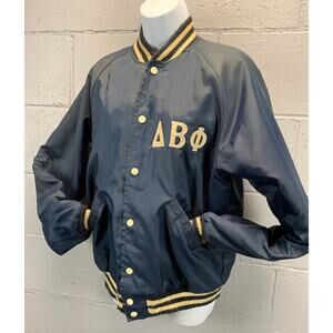 Vtg 60s Fraternity Quilted Bomber Jacket Delta Beta Phi Greek Cornell Frat Med